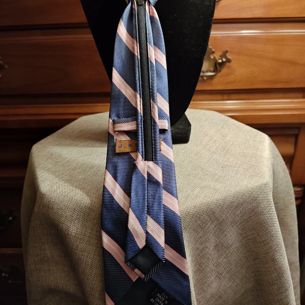 J. Khaki Navy and Pink Kids Tie